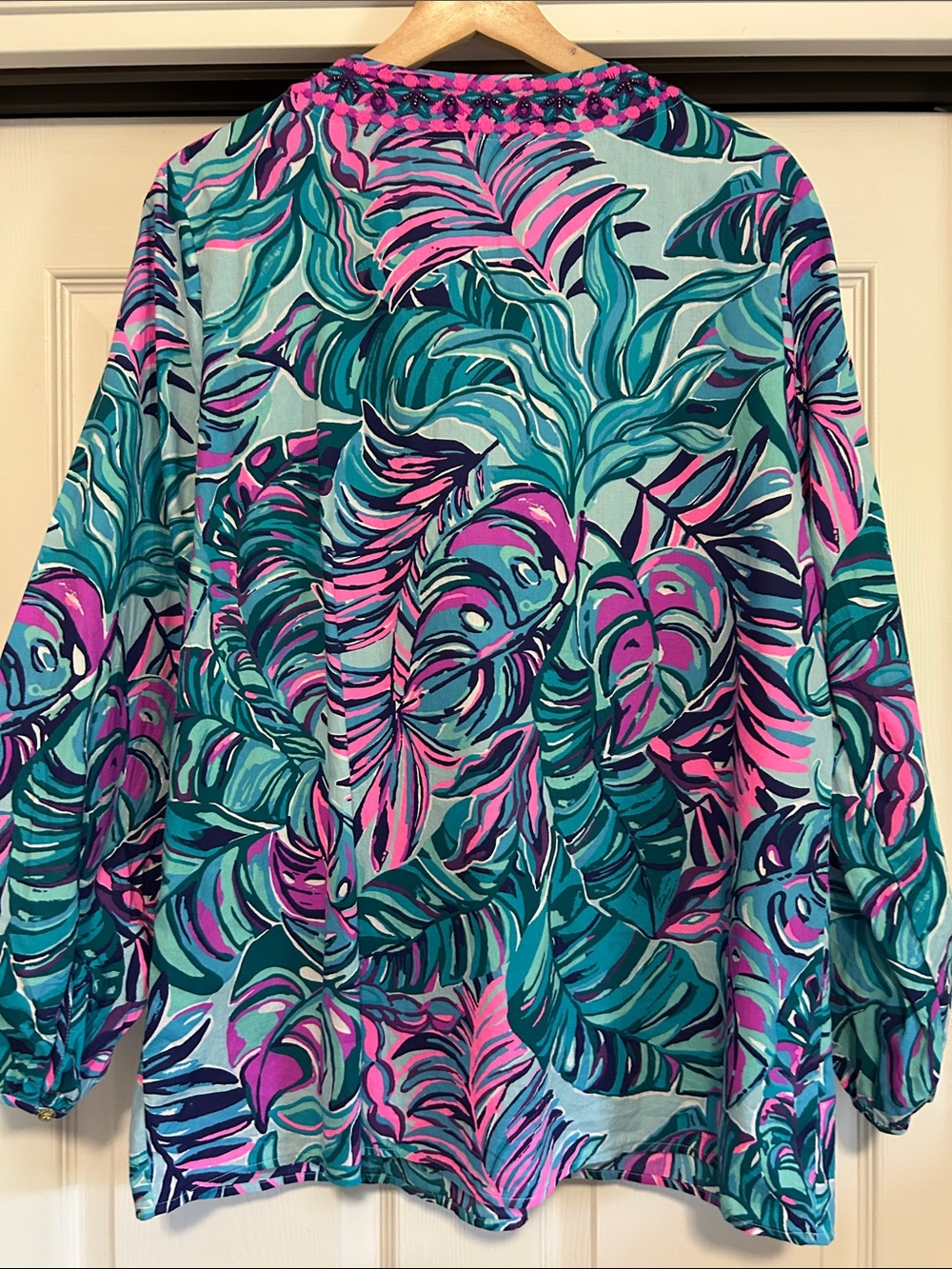 Lilly Pulitzer "Seasalt Blue Don't Wanna Leaf" Size Large - Picture 3 of 12